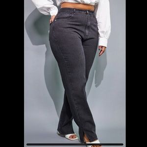 Plus Black Slim Split Hem Jeans size UK 22 / US 18 / EU 50 NWT PYT